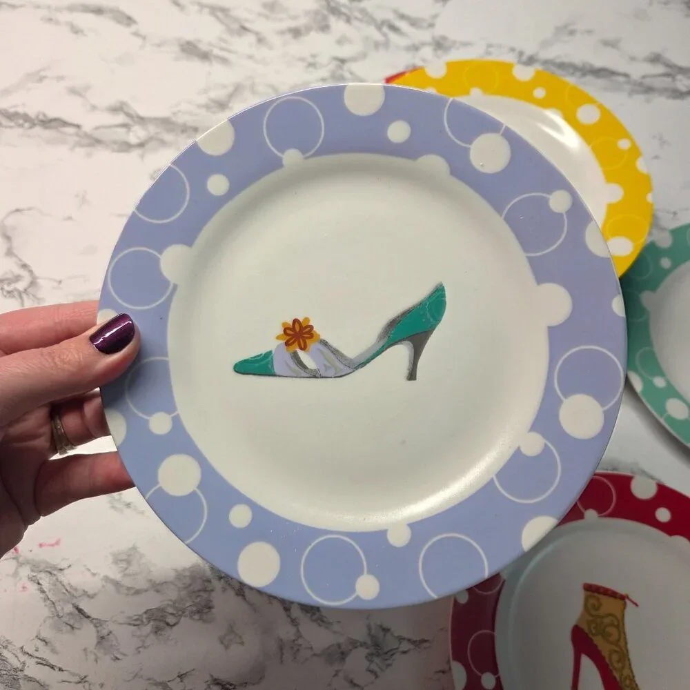 True Living Multi Colored 7.5 inch Heel Shoe Set of 4 Desert Plates